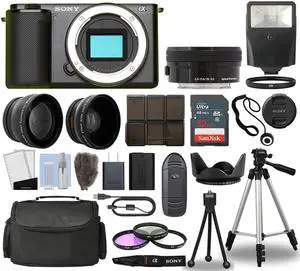 Sony ZV-E10 Camera Body Black + 3 Lens Kit 16-50mm OSS + 32GB + Flash & More