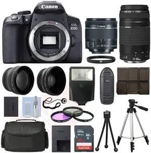 Canon EOS 850D SLR Camera + 4 Lens Kit 18-55 STM + 70-300mm + 16GB Top Value Kit