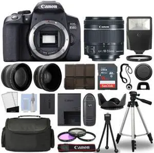 Canon EOS 850D SLR Camera Body + 3 Lens Kit 18-55mm IS STM + 16GB + Flash & More