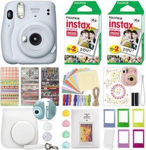 Fujifilm Instax Mini 11 Instant Film Camera Ice White  40 Film Deluxe Bundle