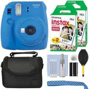 Fujifilm Instax Mini 9 Instant Film Camera Cobalt Blue + 40 Film Accessory Kit