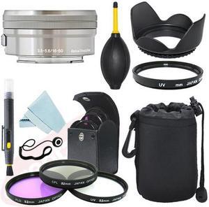 Sony E PZ 16-50mm f/3.5-5.6 OSS Lens Silver + Filter Kit + Accessory kit