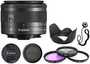 Canon EF-M 15-45mm f/3.5-6.3 IS STM Lens Graphite + Deluxe Accessory Kit