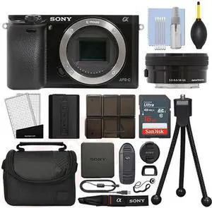 Sony Alpha a6400 Mirrorless 4K Digital Camera & 16-50mm Lens Black + 16GB Kit
