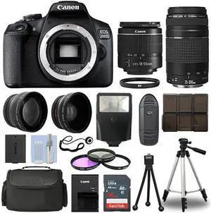 Canon EOS 2000D DSLR Camera + 4 Lens Kit 18-55mm + 70-300mm + 16GB Top Value Kit