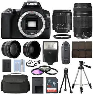 Canon EOS 250D DSLR Camera + 4 Lens Kit 18-55mm + 70-300mm + 16GB Top Value Kit