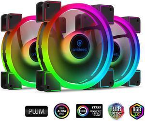 anidees AI Aureola Duo 120mm 3pcs RGB PWM Dual Light Loop Fan Compatible with 5V 3pins addressable RGB Header, for PC case Fan, Cooler Fan, w/Remote(AI-AR-DUO12)