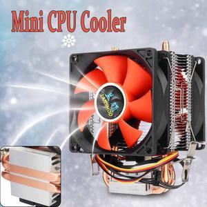 Mini 3pin 2 Heatpipes CPU Cooler Computer PC CPU Cooler Fan Cooling Dual Fan for Intel LGA 775/1150/1151/1155/1156 AMD AM2 AMD3