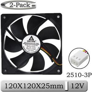 2 Piece 12V 120x120x25mm 12025S PC Brushless DC Cooling Fan 120mm x 25mm 120mm 12cm 3Pin FG Function CPU Cooler