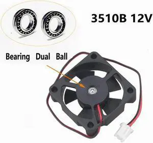 2 pcs 35x35x10mm Dual Ball DC 12V Brushless Cooling Fan 35mm x 10mm 3510 2Pin Small 3.5cm 35mmx35mmx10mm