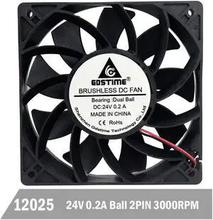 DC 24V 120mm 12cm Computer Cooling Fan 120mm x 120mm x25mm Ball Bearing Doule Fan Blades Cooler High Wind Pressure Fan