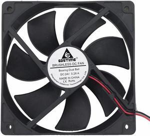 2 Pcs DC 24V Dual Ball PC Cooling Fan 120mm x 25mm Brushless Cooler 120*120mm 300RPM High Speed 0.26A 12025B 2Pin