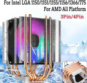 RGB LED CPU Cooler Fan 4 Heatpipe Dual Tower 4pin Cooler Cooling Fan Heatsink for Intel LAG 1155 1156 775 for AMD Socket AM3/AM2