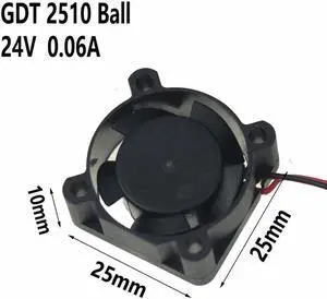 5 pcs 24V 25x25x10mm Mini Radiator 2Pin Connector 2.5 Dual Ball 2510 DC Brushless Fan 25mm x 10mm Cooling Cooler