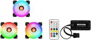 COOLMOON 3pcs Computer Case PC Cooling Fan RGB Adjust LED 120mm Quiet + IR Remote For CPU