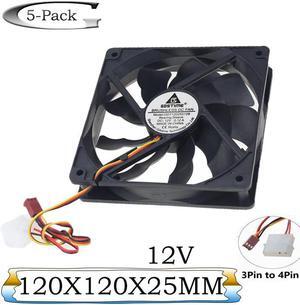 5Pcs DC 12V 120mm 120X120X25mm PC 3Pin 4Pin Computer Brushless Case Cooling Fan 12cm 120x25mm FG Function Cooler Fan