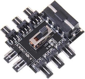 IDE Molex 1 to 8 Multi Way Splitter Cooler Cooling Fan Hub 3pin 12V Power Socket PCB Adapter 2 Level Speed Control PC Computer