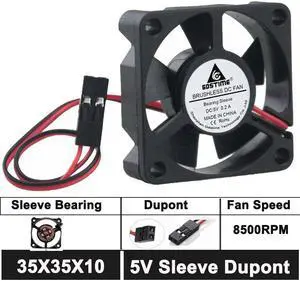 2 PCS 35*35x10mm Axial 5 Volt Dupont 2Pin 35mm DC Cooling Fan Cooler