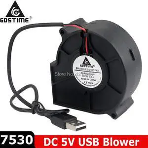 2 pieces LOT DC 5V USB 75mm 75x30mm 7530 7cm 70mm Air Flow Cooling Blower Fan
