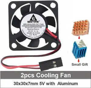 2pcs 30mm DC 5V Cooling Fan With Heatsink Aluminum Dupont Connect Cooler Fan