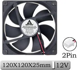 1 Pcs 12V 12025S 12cm Brushless DC Cooling Fan 120x120x25mm 120mm 2Pin Connector Computer Case PC Cooler
