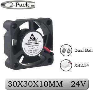 2 Pieces DC 24V 3cm 30x30x10mm 30mm Two Ball bearing Cooling Fan 30mm x 10mm 3010 Mini Brushless Cooler Fan