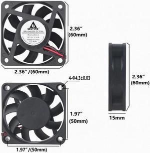5 Pcs 2Pin 12V Brushless DC Cooling Fan High RPM 6cm 60mmx60mmx15mm 0.16A Computer Case Cooler 6015