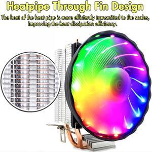 LED RGB CPU Cooler 4pin 2 Copper Heatpipes Quiet Cooler Fan Cooling Heatsink Radiator for Intel Socket LGA 1156/1155/775 for AMD