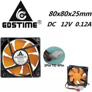 2pcs Ultra Quiet 2 Wire DC 12v 80mm x 25mm 8CM Cooling Fan 80x80x25mm CPU Computer Chassis Case