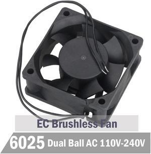 2pcs Ball 60mm EC Fan 60mm x 25 mm AC 110V 115V 220V 240V Cooling Fan 6CM Brushless Aixal Cooler Fan
