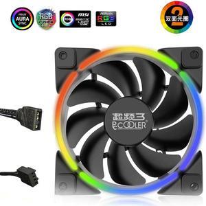 Pccooler 120mm Double HALO 3PIN RGB 4PIN PWM Quiet Fan For Computer Case Cooling CPU cooler Water cooling Replace Fan
