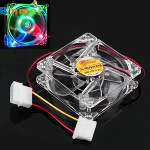 Top Quality Colorful Quad 4 LED Light Neon Clear 80mm PC Computer Case Cooling Fan Mod drop ship 17oct13