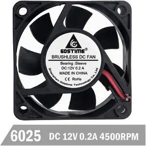 1PCS Silent 60mm PC CPU Cooling Fan 12V 2 Pin Computer Case Cooler 60x60x25mm 6025
