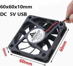 2 Pcs DC 5V USB 60x60x10mm Brushless Cooling Fan 60mm x 10mm Computer Case PC CPU VGA Heatsink Cooler 6cm 6010