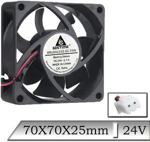 1 pcs 70x70x25mm 70mm 24V 2Pin 2 Wire Brushless DC Cooling Fan 7cm 7025 Motor Equipment CPU Cooler Fan