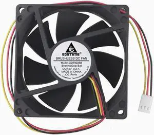 1 Piece 12 Volt 0.2A 3Pin Three Wires Two Balls 80mm x 25mm DC Cooling Fan 12V 8025 Computer Case Cooler 8cm 80*80*25mm