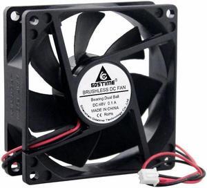 1 Piece DC 48V Two Ball CPU PC Cooler Cooling Fan 80mm x 25mm 2Pin 8025 Heatsink Exhaust Fans 8cm 80mm*80mm*25mm