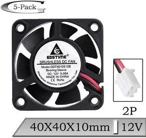5 Pcs 12V 40x40x10mm 40mm Brushless DC Cooling Fan 4cm 4010S 2Pin Computer CPU Video Card Cooler