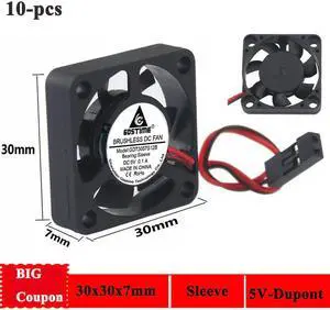 10 Pieces 5V Dupont 2Pin 3cm DC 30*30*7mm Cooling Fan 30mm x 7mm Mini Brushless Radiator Cooler 3007 For Raspberry Pi