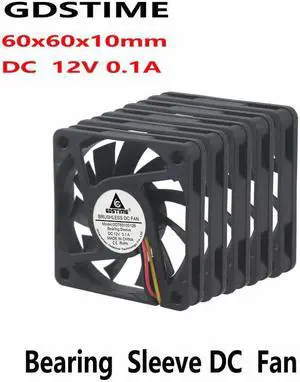5 Pieces 60x60x10mm 3Pin DC 12V CPU Brushless Cooling Cooler Fan 60mm x 10mm 6cm Small Radiator