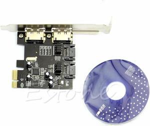 Esata PCI-E PCI Express 6Gbps to 2 Ports SATA 3.0 SATA III ASM106 Card Adapter