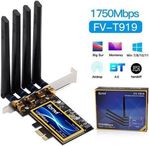 Fenvi T919 PCIe WiFi Card Adapter BCM94360 Network Bluetooth 4.0 For MacOS BigSur Monterey Hackintosh 1750Mbps 802.11ac Wi-Fi 2.4G/5GHz Dual Band Desktop PC Win 7/10/Windows 11