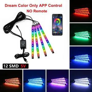 Car Interior Ambient Light Dream Color Neon LED Strip Foot Light with App Control Music Auto Atmosphere Decorative Lamp No Remote Car Interior Ambient Light Dream Color Neon LED Strip Foot Light with App Control Music Auto Atmosphere Decorative Lamp No Remote