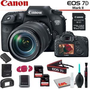 Canon EOS 7D Mark II DSLR Camera with 18-135mm Lens & W-E1 Wi-Fi Adapter With Memory Card Kit and Cleaning Kit