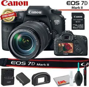 Canon EOS 7D Mark II DSLR Camera with 18-135mm Lens & W-E1 Wi-Fi Adapter With Cleaning Kit and Extended Warranty