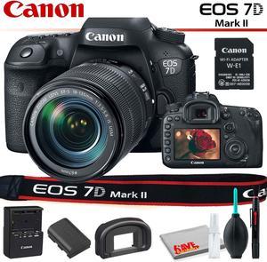 Canon EOS 7D Mark II DSLR Camera with 18-135mm Lens & W-E1 Wi-Fi Adapter With Cleaning Kit