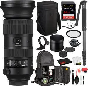 Sigma 60-600mm f/4.5-6.3 DG OS HSM Sports Lens for Nikon F with Bundle: SanDisk Extreme Pro 64gb SD Card + More