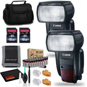 Canon Speedlite 600EX II-RT (Intl Model) 2Pk with AA Batteries, Bag, and More