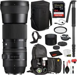 Sigma 150-600mm f/5-6.3 DG OS HSM Contemporary Lens for Canon EF with Bundles: SanDisk Extreme Pro 64gb SD Card + More