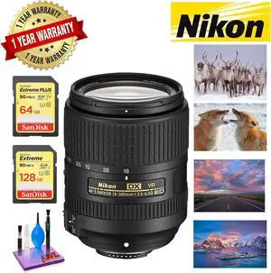 NIKON 18-300MM F/3.5-6.3G ED AF-S DX VR Lens with 1 Year Warranty Sandisk 64GB and 128GB Extreme Memory Card SDXCUHS-I